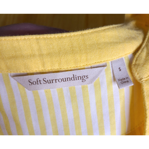 SOFT SURROUNDINGS Santorini Gauze Pullover Tunic Top Butter Yellow Small Cotton - Picture 7 of 10